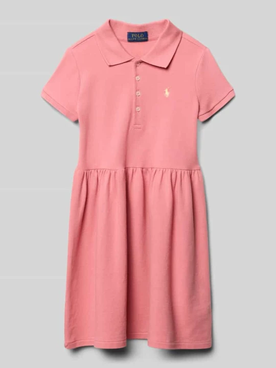 Zdjęcie produktu Sukienka polo z mieszanki bawełny z przeszyciem z metką Label Polo Ralph Lauren Różowy