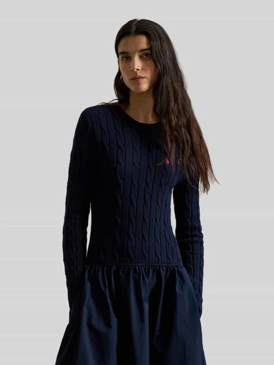 Zdjęcie produktu Rozkloszowana dzianinowa sukienka z mieszanki wełny z domieszką kaszmiru Polo Ralph Lauren Granatowy