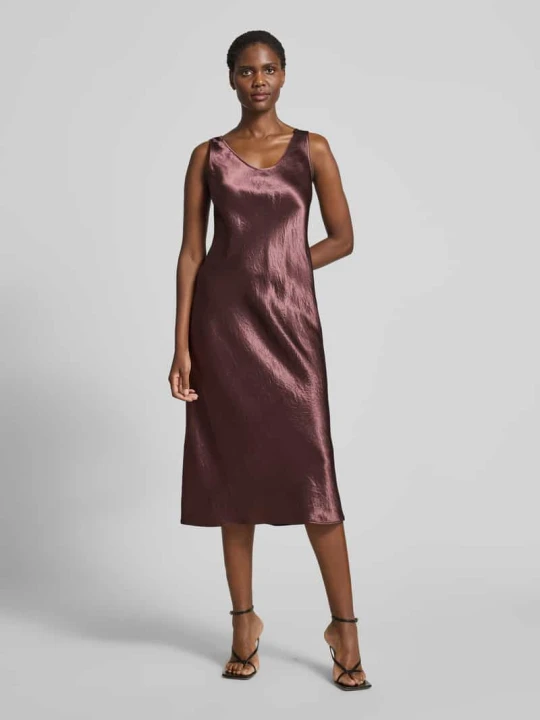 Zdjęcie produktu Sukienka satynowa o lejącym kroju z szerokimi ramiączkami model ‘TALETE’ MM By Max Mara Oberżynowy