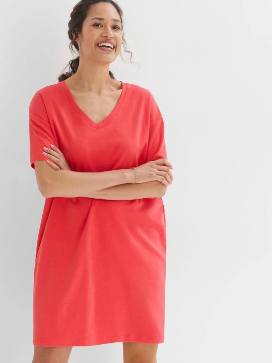 Zdjęcie produktu Sukienka T-shirtowa oversize z czystej bawełny (2 szt.) BonPrix różowy