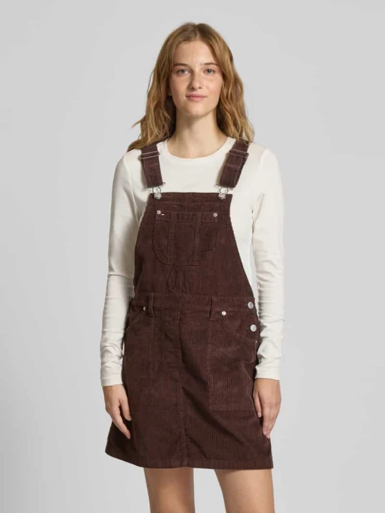 Zdjęcie produktu Sukienka sztruksowa o linii A z czystej bawełny Tommy Jeans Ciemnobrązowy