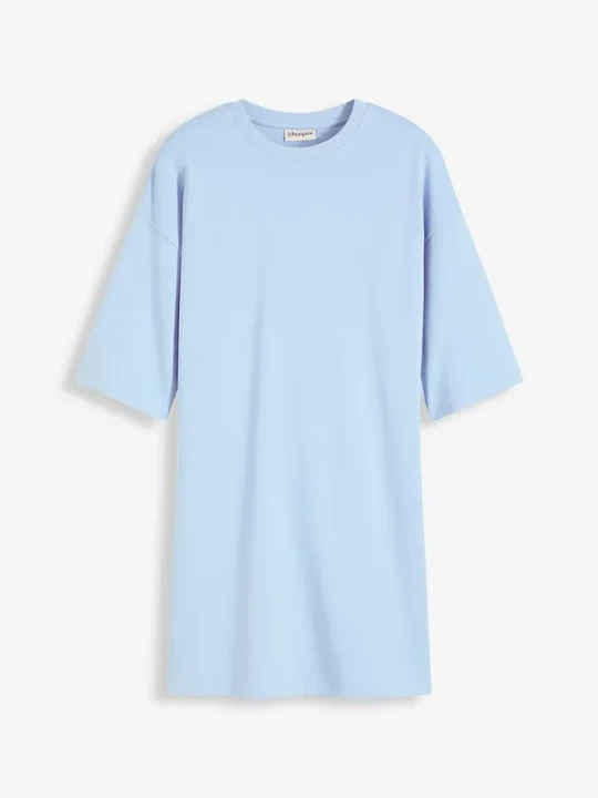 Zdjęcie produktu Sukienka T-shirtowa oversize z grubej bawełny organicznej BonPrix niebieski