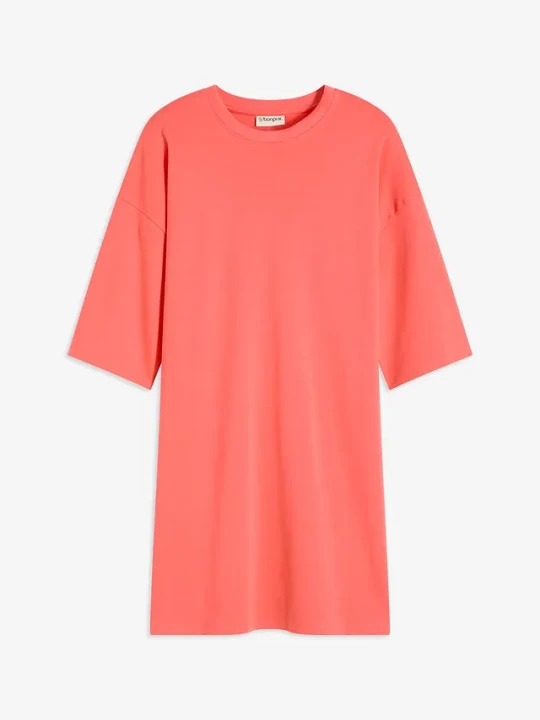 Zdjęcie produktu Sukienka T-shirtowa oversize z grubej bawełny organicznej BonPrix różowy