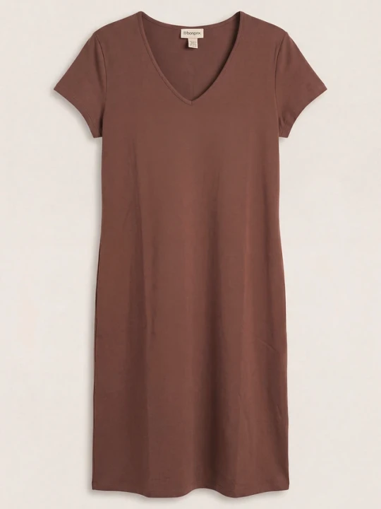 Zdjęcie produktu Sukienka T-shirtowa z elastycznej mieszanki bawełny BonPrix brązowy