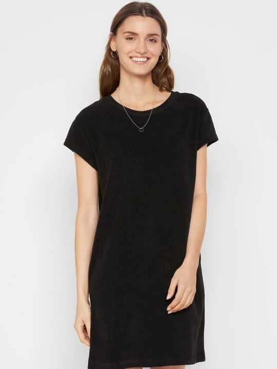 Zdjęcie produktu Sukienka T-shirtowa z frotte BonPrix czarny