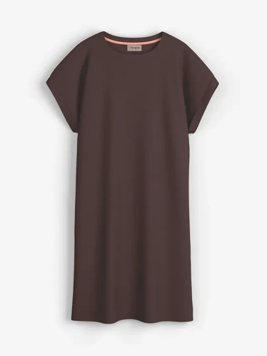 Zdjęcie produktu Sukienka T-shirtowa z grubszej dzianiny interlock z czystej bawełny BonPrix brązowy