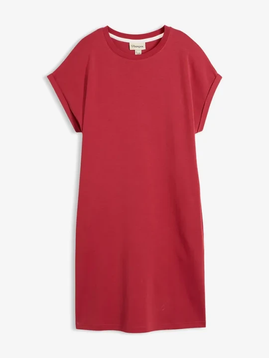 Zdjęcie produktu Sukienka T-shirtowa z grubszej dzianiny interlock z czystej bawełny BonPrix czerwony