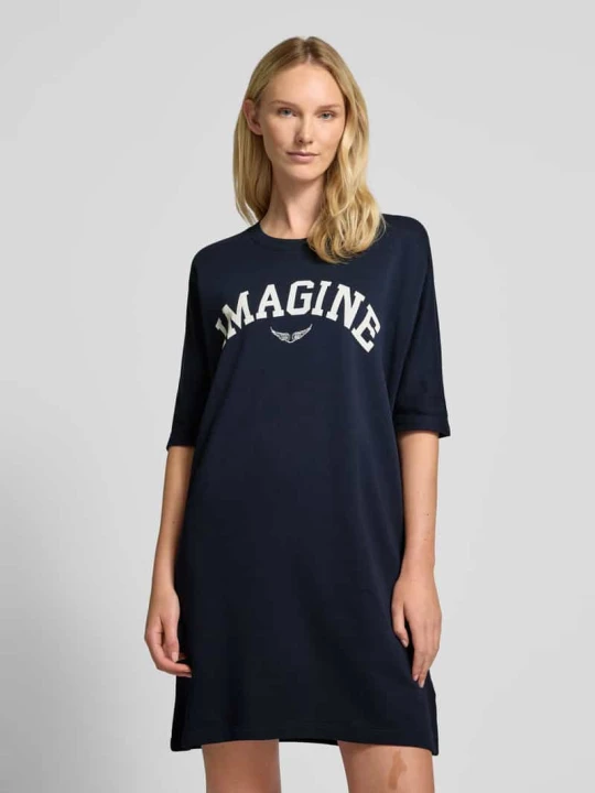 Zdjęcie produktu Sukienka T-shirtowa z nadrukiem z napisem model ‘PORTMAN’ Zadig&Voltaire Granatowy