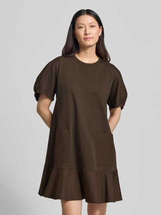 Zdjęcie produktu Sukienka tunikowa do kolan z bufiastymi rękawami model 'ONORE' MM By Max Mara Ciemnobrązowy