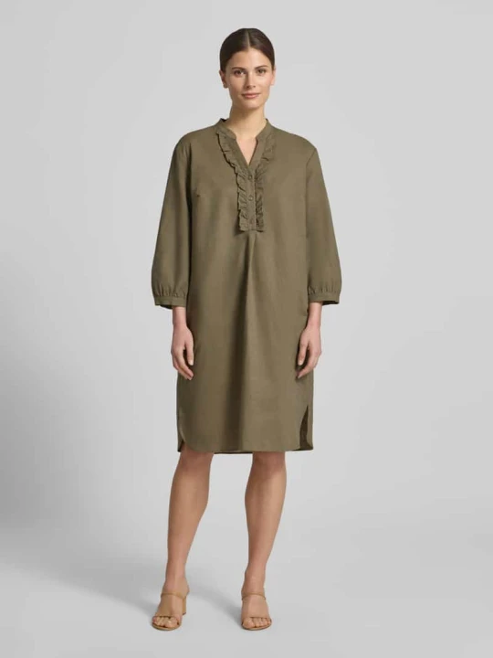 Zdjęcie produktu Sukienka tunikowa do kolan z mieszanki lnu i bawełny White Label Khaki