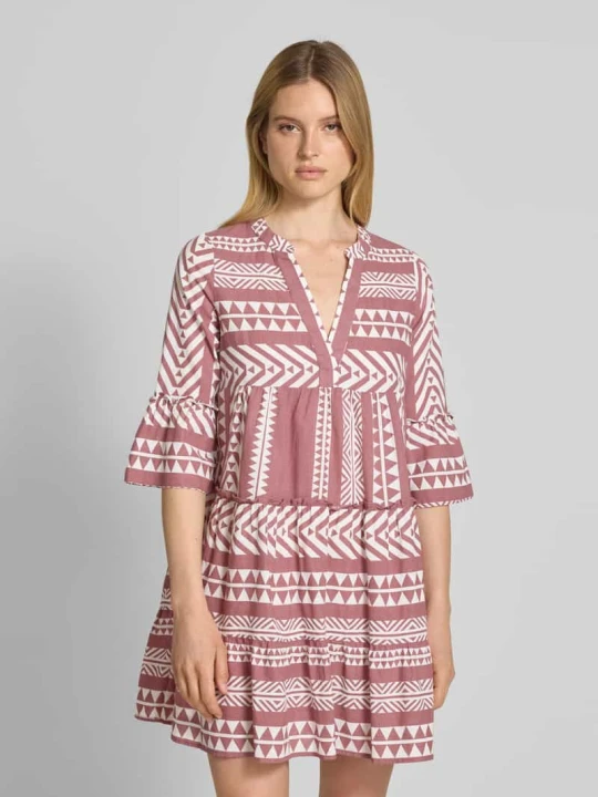 Zdjęcie produktu Sukienka tunikowa o kroju podkreślającym figurę z czystej bawełny model ‘DICTHE’ Vero Moda Różowy