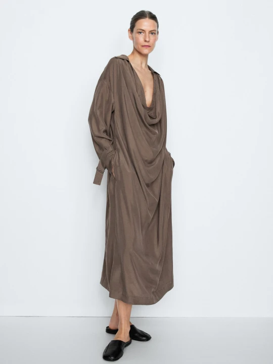 Zdjęcie produktu Sukienka Typu Trencz Z Drapowanym Dekoltem - Studio - Brązowy - Massimo Dutti - Female