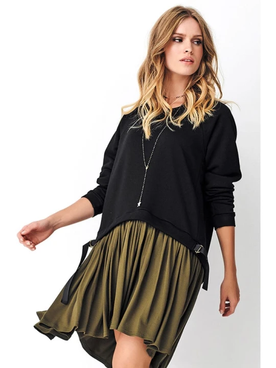 Zdjęcie produktu numinou Sukienka w kolorze czarno-khaki rozmiar: onesize