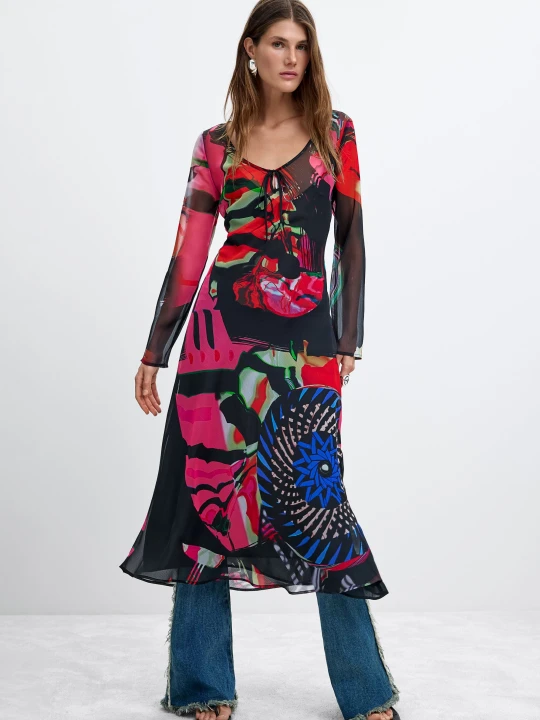 Zdjęcie produktu Sukienka w nadruk z długim rękawem M. C. Lacroix Desigual czarny