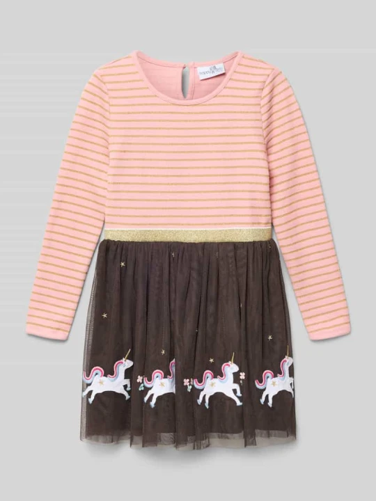 Zdjęcie produktu Sukienka w stylu 2 w 1 z wyhaftowanymi motywami Happy Girls Morelowy
