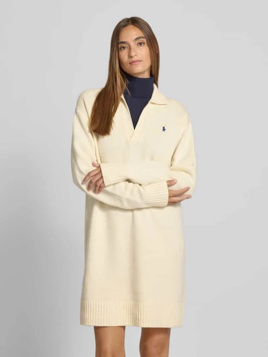 Zdjęcie produktu Sukienka wełniana z wyhaftowanym logo Polo Ralph Lauren Piaskowy
