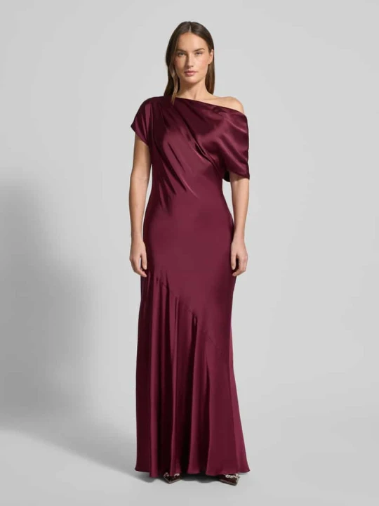 Zdjęcie produktu Sukienka wieczorowa na jedno ramię z satyny Model Model 'NEAGAN' Lauren Ralph Lauren Ciemnoczerwony