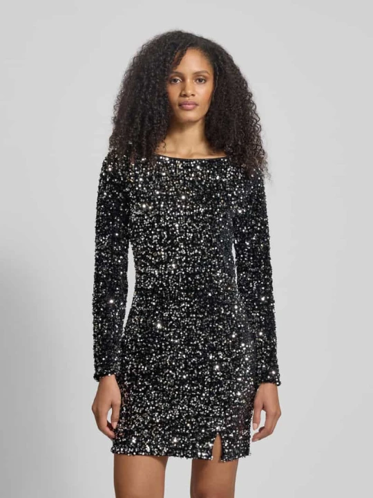 Zdjęcie produktu Sukienka wieczorowa o dopasowanym kroju z cekinowym obszyciem model ‘BELLA’ Vero Moda Srebrny