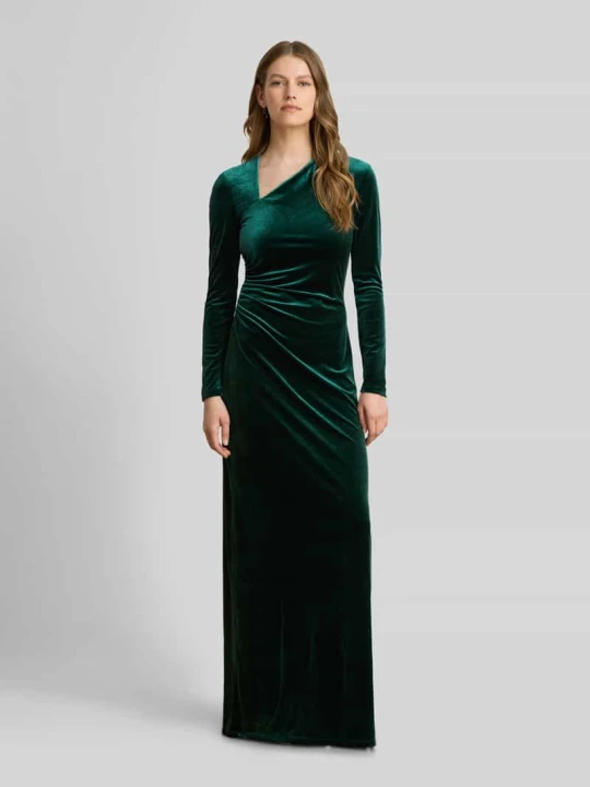 Zdjęcie produktu sukienka wieczorowa o kroju slim fit z asymetrycznym dekolt: Lauren Ralph Lauren Ciemnozielony