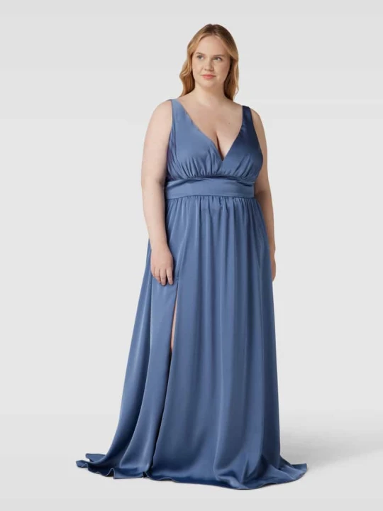 Zdjęcie produktu Sukienka wieczorowa PLUS SIZE z dekoltem w serek My Mascara Curves Jasnoniebieski