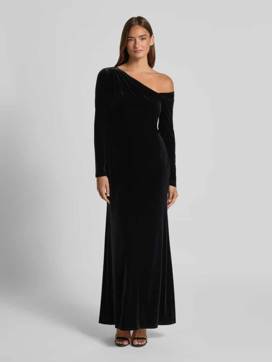 Zdjęcie produktu Sukienka wieczorowa z aksamitu o kroju na jedno ramię model ‘CATEEMA’ Lauren Ralph Lauren Czarny
