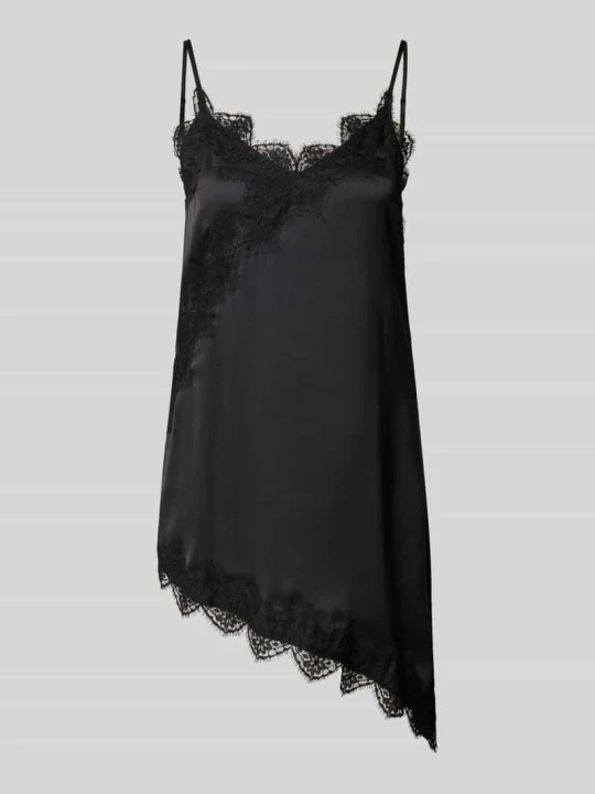 Zdjęcie produktu Linia a sukienka casualowa z obszyciem koronką model 'ELVA' Pieces Czarny