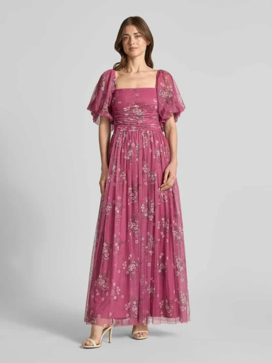 Zdjęcie produktu Sukienka wieczorowa z dekoltem kwadratowym Lace & Beads Mocnoróżowy