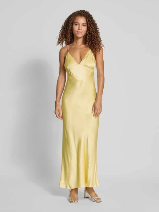 Zdjęcie produktu Sukienka wieczorowa z dekoltem w serek model ‘CAPRI DIAMONTE’ bardot Jasnożółty
