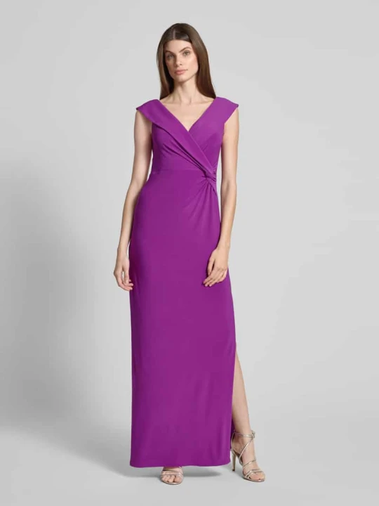 Zdjęcie produktu Sukienka wieczorowa z dekoltem w serek model ‘LEONIDAS’ Lauren Ralph Lauren Oberżynowy