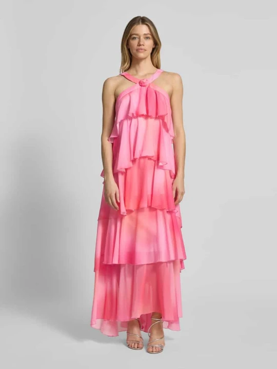 Zdjęcie produktu Sukienka wieczorowa z falbaną z dekoltem w serek model 'FELICIA' Vero Moda Różowy