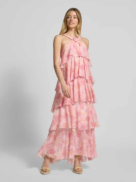 Zdjęcie produktu Sukienka wieczorowa z falbaną z dekoltem w serek model 'FELICIA' Vero Moda Różowawy