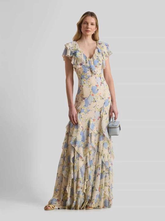 Zdjęcie produktu Sukienka wieczorowa z falbanami Lauren Ralph Lauren Beżowy