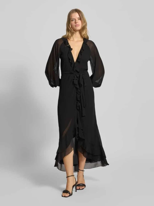 Zdjęcie produktu Sukienka wieczorowa z falbanami model ‘KASSIA’ bardot Czarny