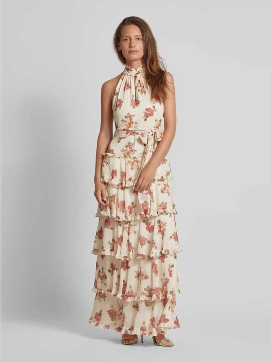 Zdjęcie produktu Sukienka wieczorowa z falbanami model ‘SANURA’ Lauren Ralph Lauren Złamany biały