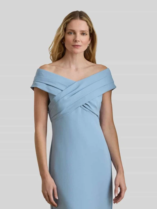 Zdjęcie produktu sukienka wieczorowa z krepy Lauren Ralph Lauren Jasnoniebieski