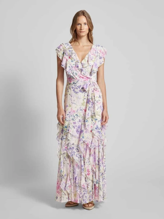 Zdjęcie produktu Sukienka wieczorowa z kwiatowym wzorem i falbanami Lauren Ralph Lauren Różowawy