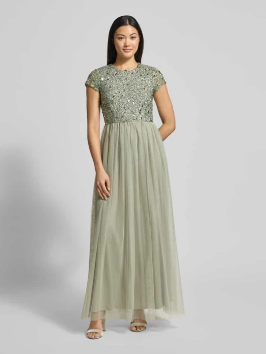Zdjęcie produktu Sukienka wieczorowa z obszyciem cekinami Lace & Beads Miętowy