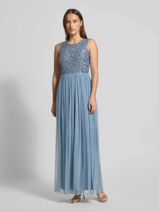 Zdjęcie produktu Sukienka wieczorowa z obszyciem cekinami Lace & Beads Błękitny