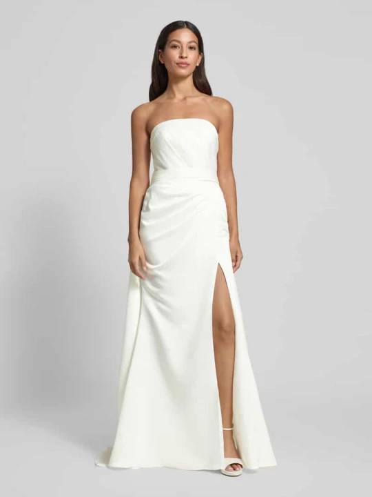 Zdjęcie produktu Suknia wieczorowa w stylu off-shoulder z rozcięciem na nogę Luxuar Złamany biały