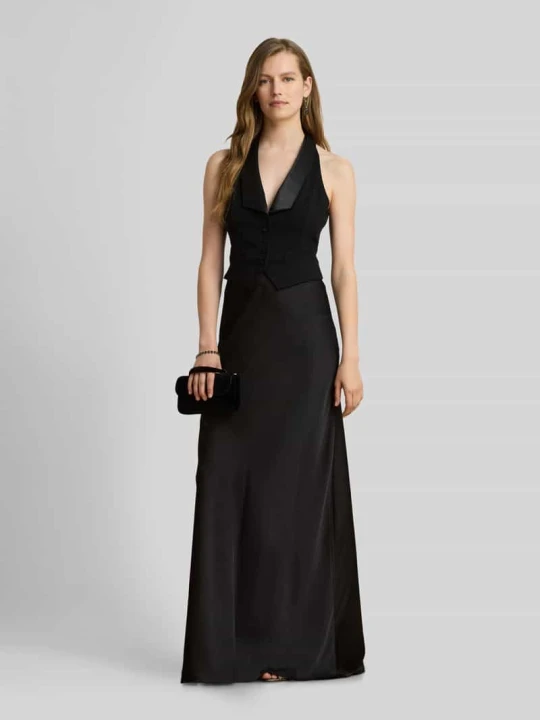 Zdjęcie produktu Sukienka wieczorowa z satynowymi klapami Lauren Ralph Lauren Czarny