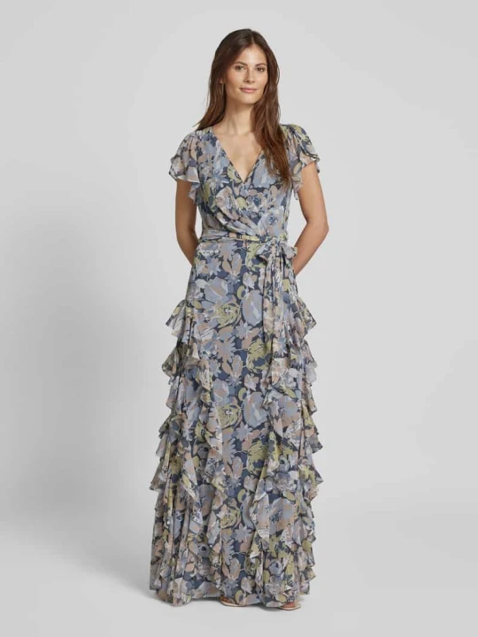 Zdjęcie produktu Sukienka wieczorowa z wiązanym paskiem model ‘KIMBINELL’ Lauren Ralph Lauren Błękitny