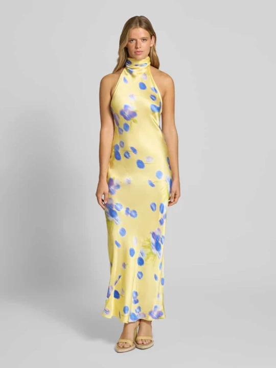 Zdjęcie produktu Sukienka wieczorowa z wycięciem z wiązaniem na szyi Topshop Jasnożółty