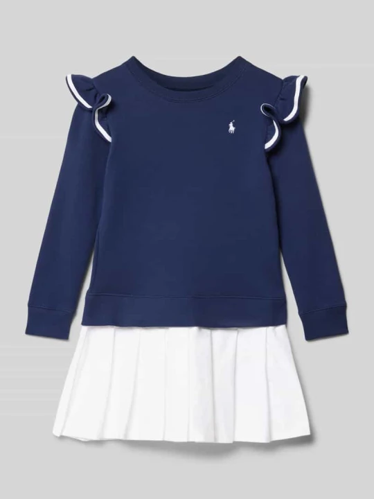 Zdjęcie produktu Sukienka z czystej bawełny z obszyciem falbanami Polo Ralph Lauren Granatowy