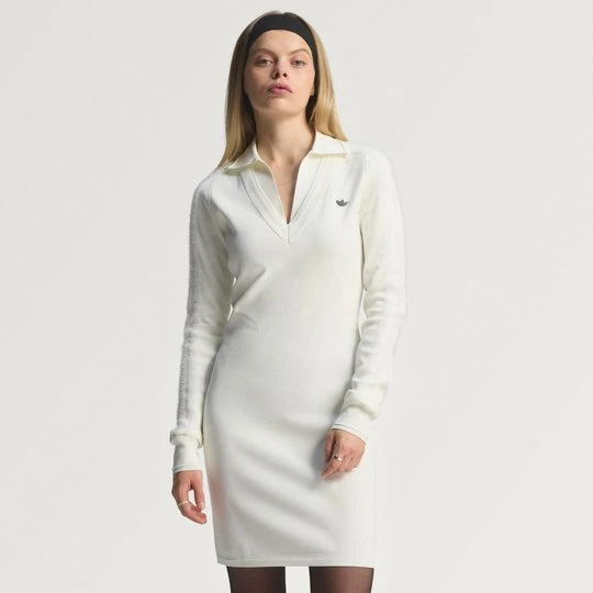 Zdjęcie produktu Sukienka z długim rękawem Collared Adidas Off White