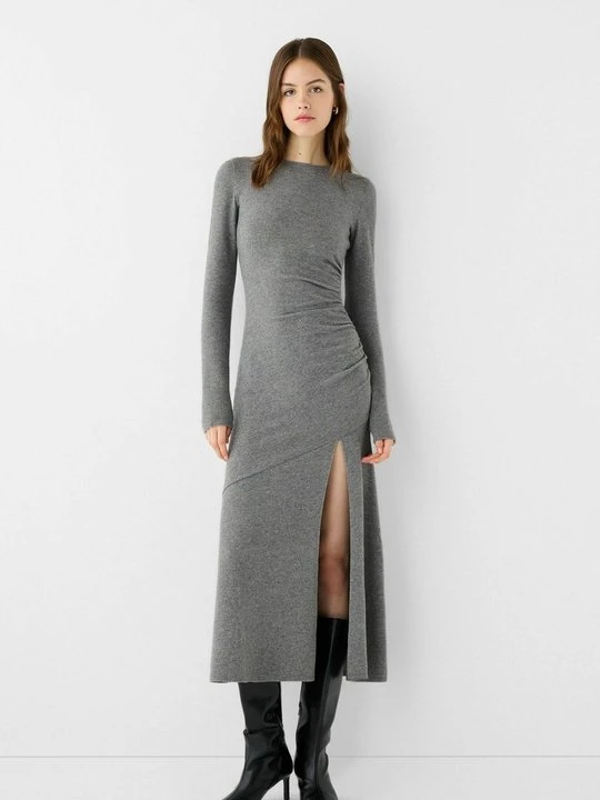 Zdjęcie produktu Sukienka z dżerseju Bershka szary melanż