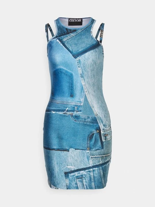 Zdjęcie produktu Sukienka z dżerseju Versace Jeans Couture niebieski