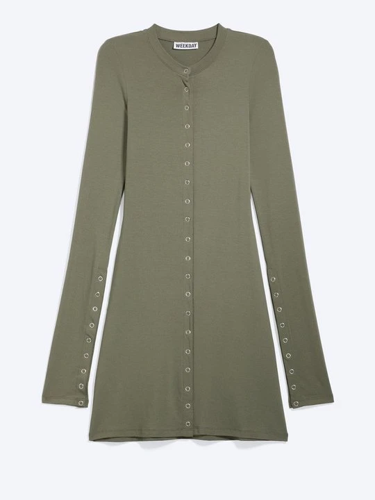 Zdjęcie produktu Sukienka z dżerseju Weekday khaki
