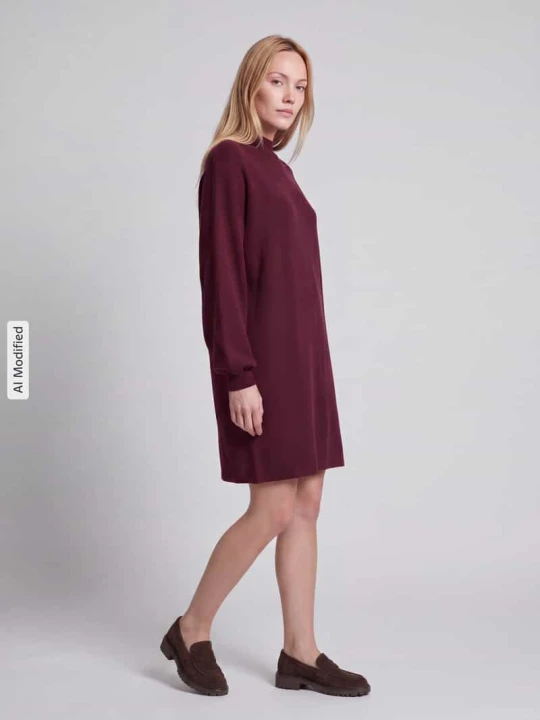 Zdjęcie produktu Sukienka z dzianiny o kroju relaxed fit z mieszanki wiskozy model 'NANCY' Vero Moda Bordowy