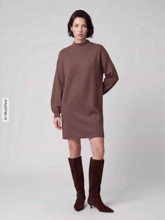 Zdjęcie produktu Sukienka z dzianiny o kroju relaxed fit z mieszanki wiskozy model 'NANCY' Vero Moda Średniobrązowy