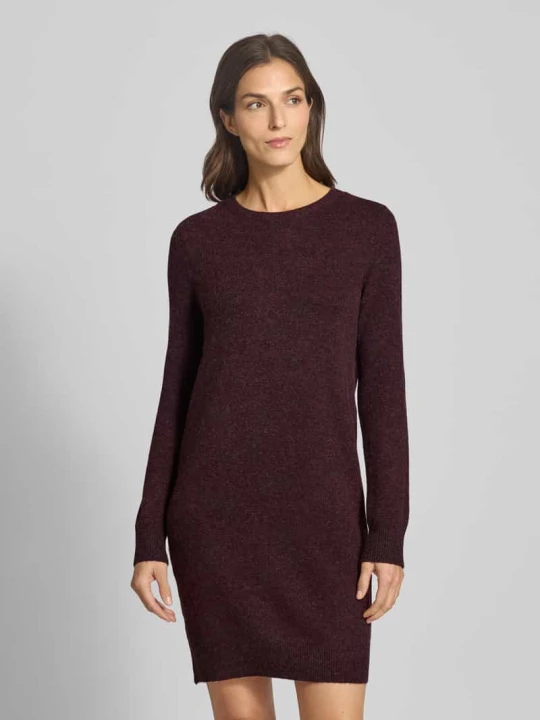 Zdjęcie produktu Sukienka z dzianiny o lejącym kroju z długim rękawem model ‘DOFFY’ Vero Moda Bordowy melanż